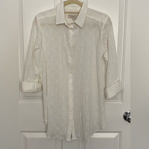 White textured button-down shirt